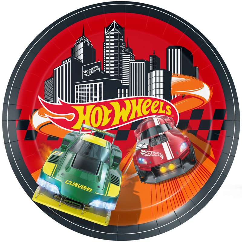 Hot Wheels Paptallerkener - 8 stk (Ø 23 cm) | Hot Wheels Tallerkner - Temashop
