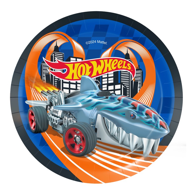 Hot Wheels Paptallerkener - 8 stk (Ø 18 cm) | Hot Wheels Tallerkner - Temashop
