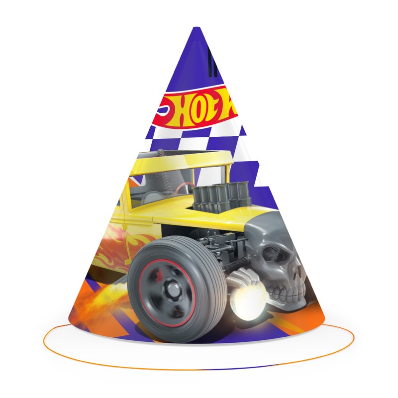 Hot Wheels Partyhatte - 6 stk (14 cm) | Hot Wheels Partyhatte - Temashop