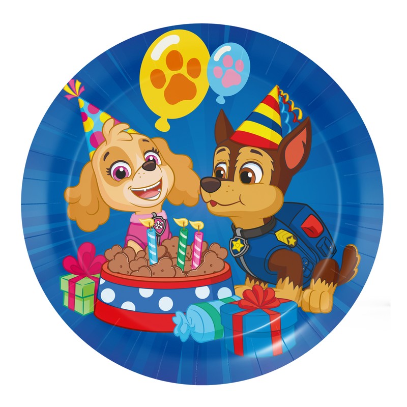Paw Patrol Paptallerkener Blå - 8 stk (Ø 18 cm) | Paw Patrol Tallerkner - Temashop