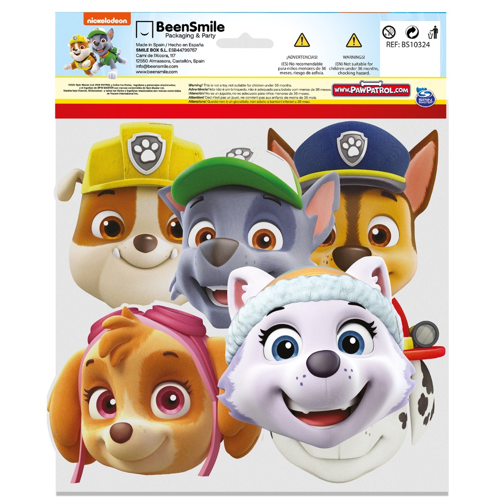Paw Patrol Ansigtsmasker - 6 stk (20 x 28 cm) | Paw Patrol Partymasker - Temashop
