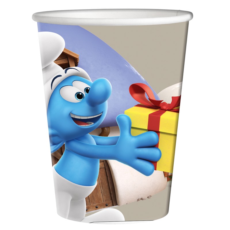 Smurfs Papkrus - 8 stk (250 ml) | Smølf Krus - Temashop