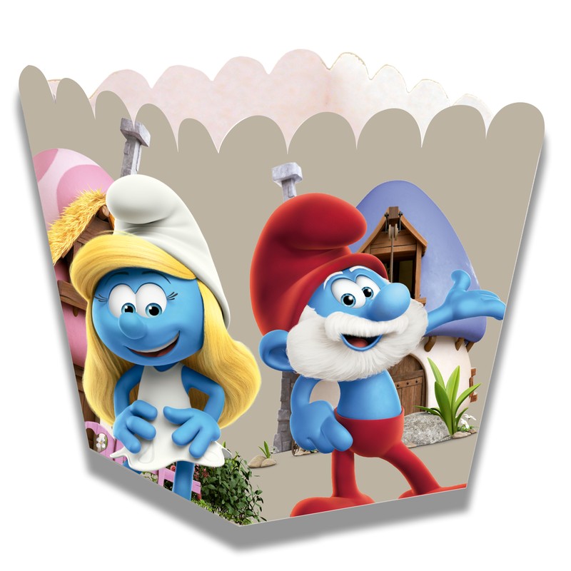 Smurfs Popcornbægre - 12 stk (15 x 11 x 6 cm) | Smølf Bægre - Temashop