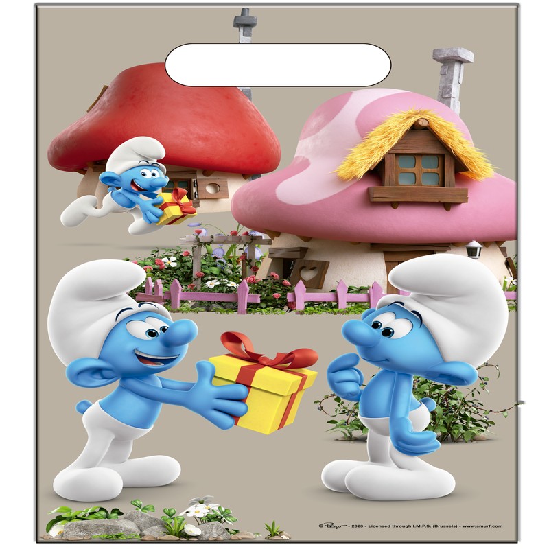 Smurfs Poser - 6 stk (17 x 25 cm) | Smølf Poser / Goodiebags - Temashop