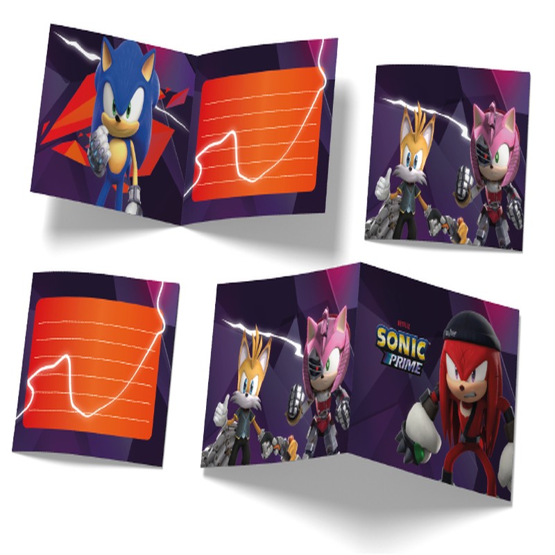 Sonic Prime Invitationer - 6 stk (6 x 8 cm) | Sonic Invitationer - Temashop