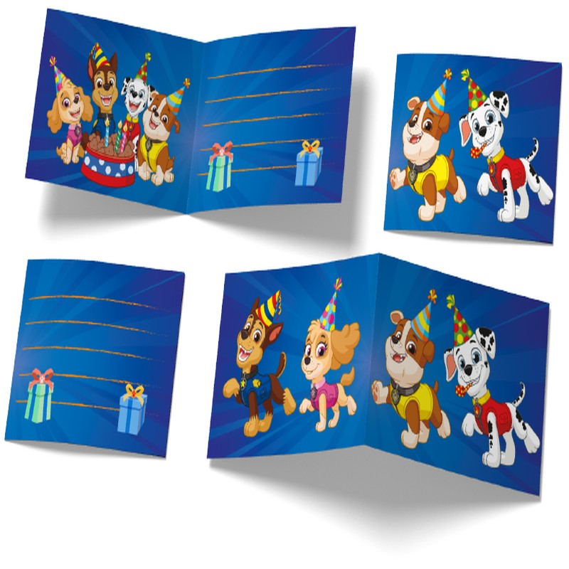 Paw Patrol Invitationer - 6 stk (6 x 8 cm) | Paw Patrol Invitationer - Temashop