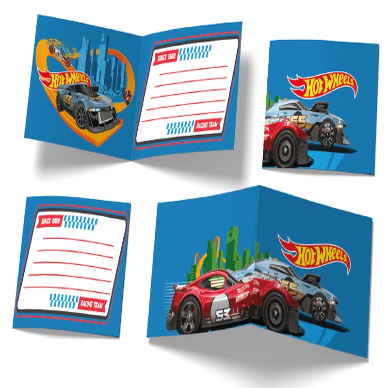 Hot Wheels Invitationer - 6 stk (6 x 8 cm) | Hot Wheels Invitationer - Temashop