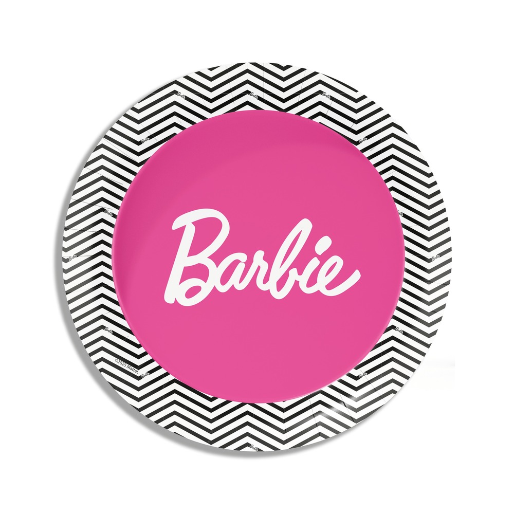 Barbie Paptallerkener - 8 stk (Ø 23 cm) | Barbie Tallerkner - Temashop