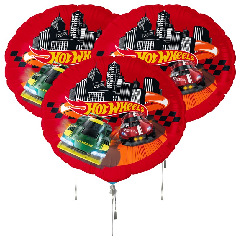 Hot Wheels Rund Folieballon Rød - 1 stk (Ø 46 cm) | Hot Wheels Folieballoner - Temashop
