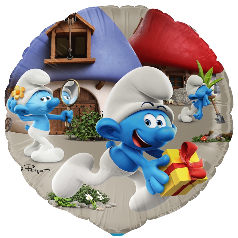 Smurfs Rund Folieballon - 1 stk (46 cm) | Smølf Folieballoner - Temashop