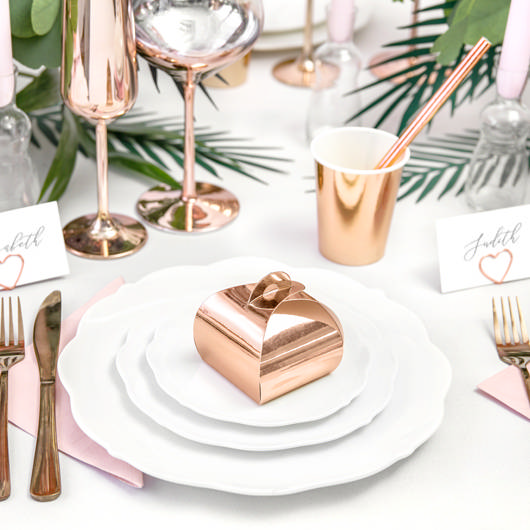 Buet Gaveæsker Rosaguld - 10 stk (6 x 6 x 5,5 cm) | Rosaguld tema Æsker - Temashop