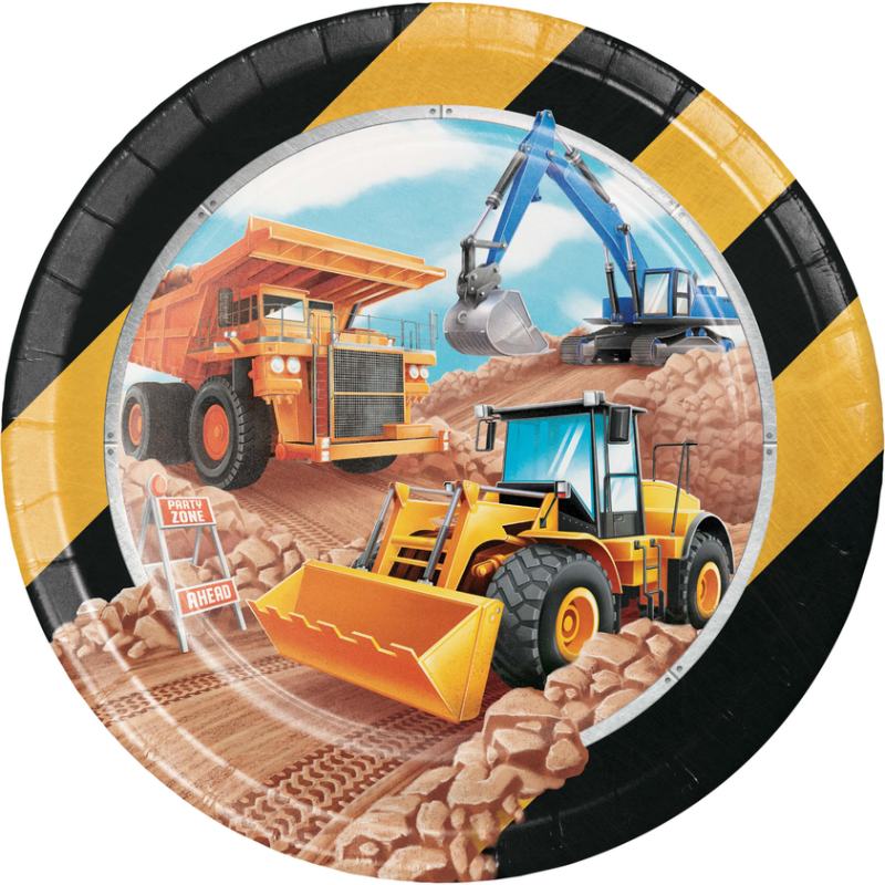 Byggeplads Middagstallerkener - 8 stk (23 cm) | Bygmester Tallerkner - Temashop