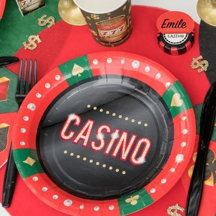 Casino Paptallerkener - 10 stk (22,5 cm) | Casino Tallerkner - Temashop