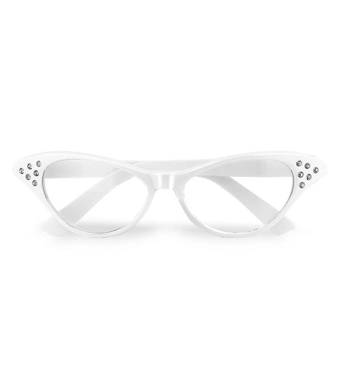 Cateye 50'er Briller Hvid | 50'erne Rock n' Roll Briller - Hovedtilbehør - Temashop