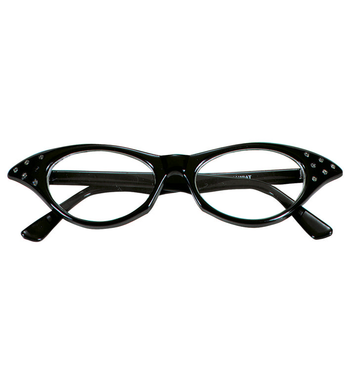 Cateye 50'er Briller Sort | 50'erne Rock n' Roll Briller - Hovedtilbehør - Temashop