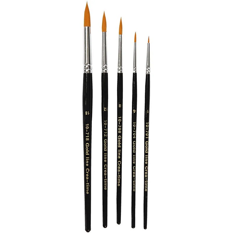Gold Line Pensler - 5 stk (1 - 7 mm & 17 - 19 cm) - Temashop
