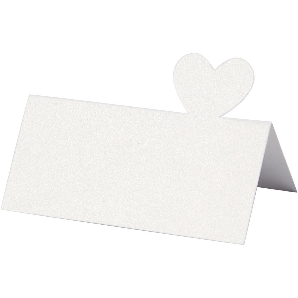 Hjerte Bordkort Hvid 8 x 8,5 cm 20-pak A - 20 stk (8 x 8,5 cm) | Bryllup Bordnumre / bordkort / holdere - Temashop