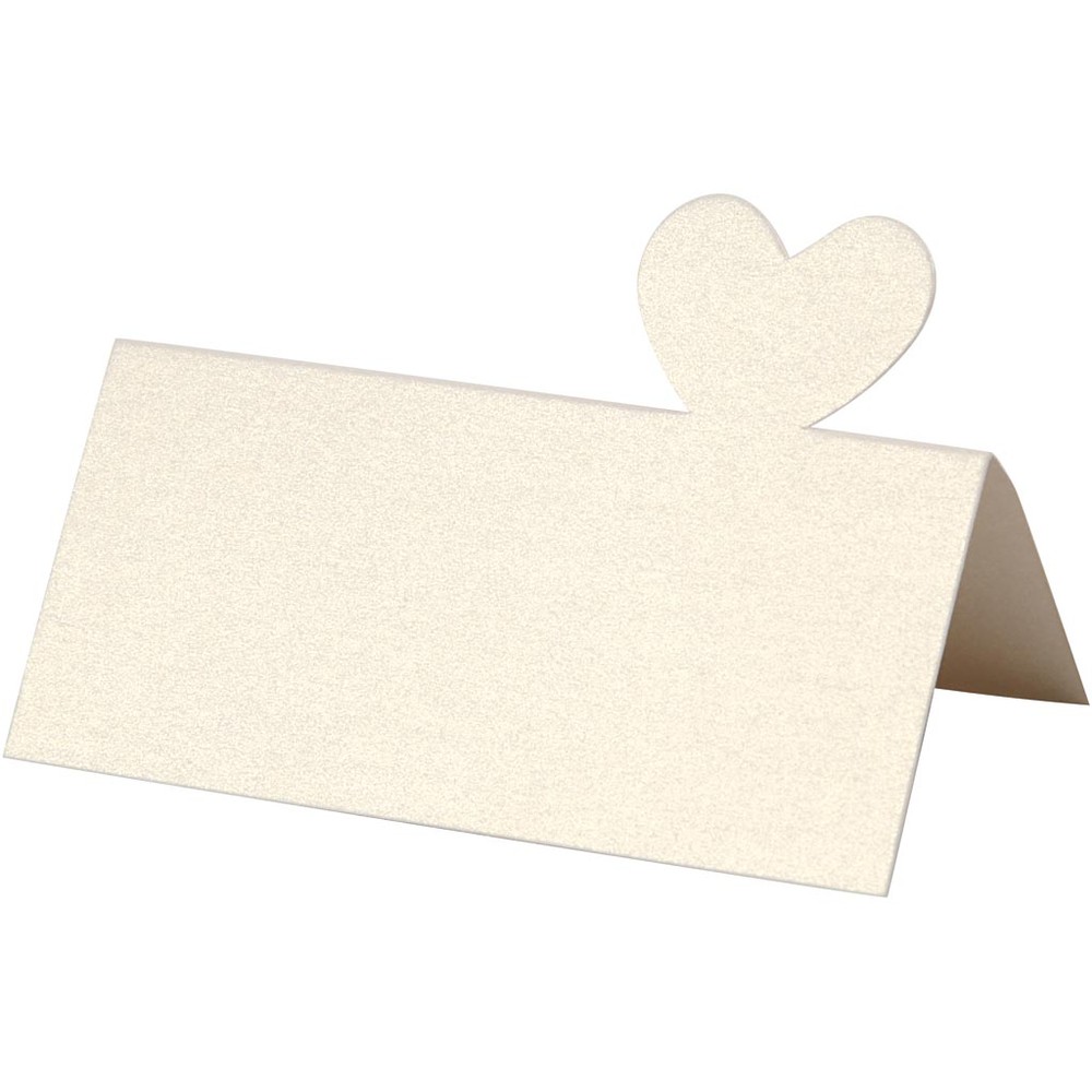 Hjerte Bordkort Hvid 8 x 8,5 cm 20-pak B - 20 stk (8 x 8,5 cm) | Bryllup Bordnumre / bordkort / holdere - Temashop