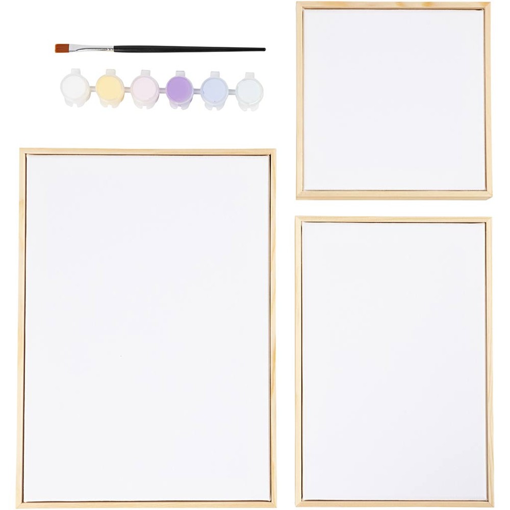 Malerlærred Aktivitetssæt (21 x 29,7 cm & 25 x 17 cm & 17 x 17 cm) - Temashop