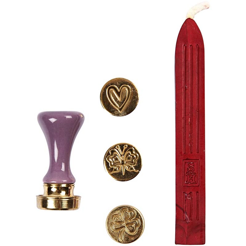 Laksegl Stempel Kit Rød/Guld