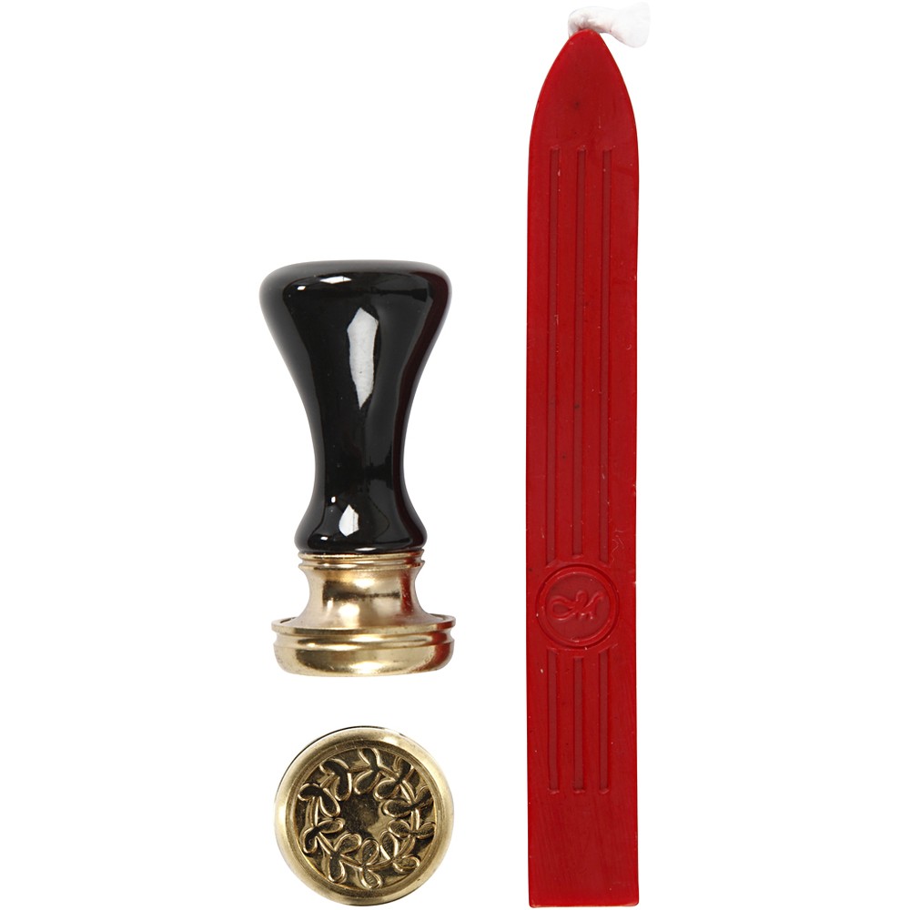Laksegl Stempel Kit Rød - 1 sæt (Ø 17 mm) - Temashop