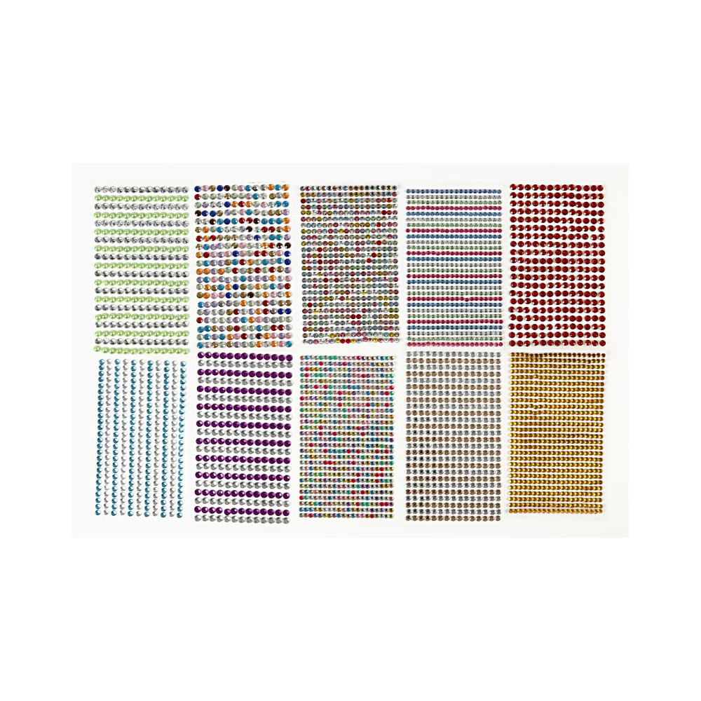 Selvklæbende Rhinsten Flerfarvede - 10 stk (16 x 9,5 cm) - Temashop