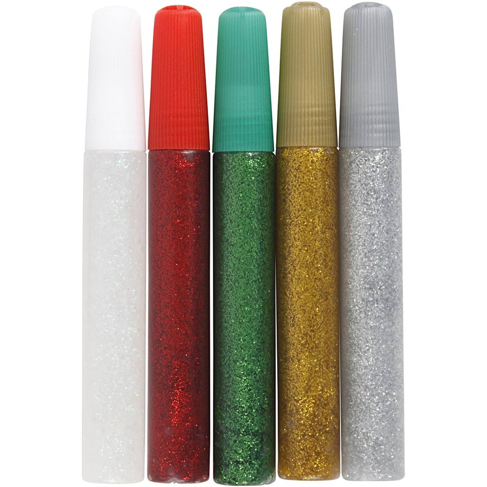 Glitterlim Flere Farver - 5 stk (10 ml) | Jul Glimmer - Temashop