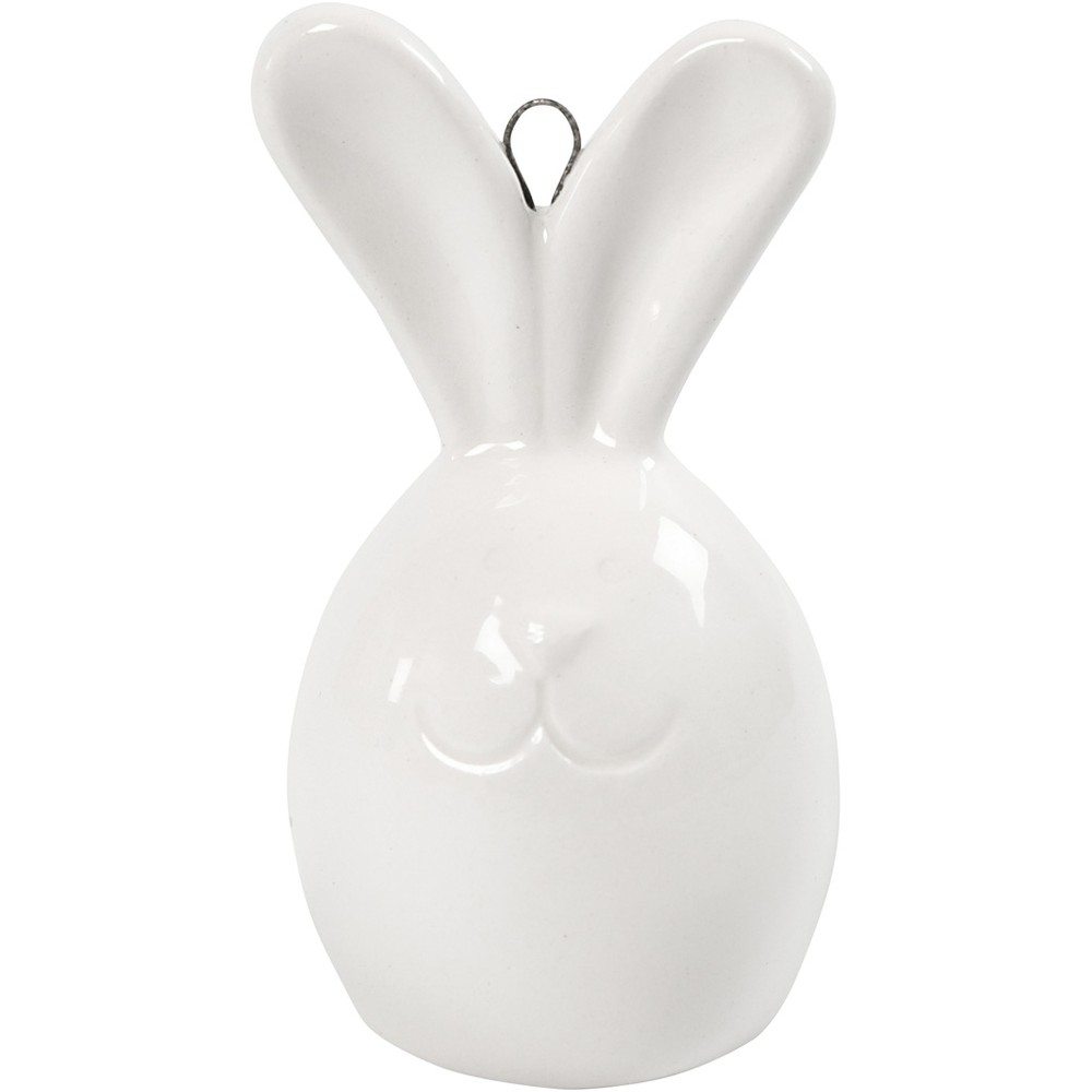 Hareophæng Hvid Keramik - 3 stk (6,7 x Ø 3,6 cm) | Kanin Påskepynt - Temashop