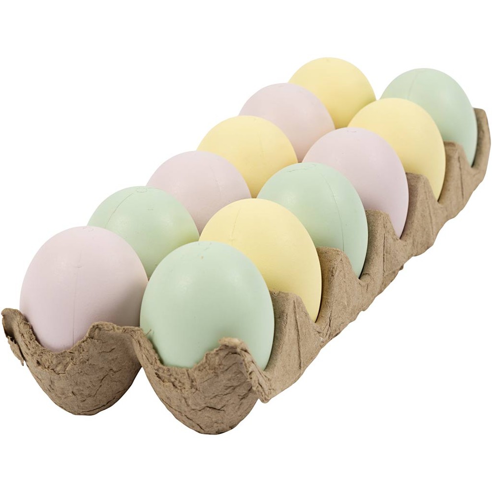 Plast Påskeæg Pastel 6 cm - 12 stk (6 cm) | Påske Påskepynt - Temashop
