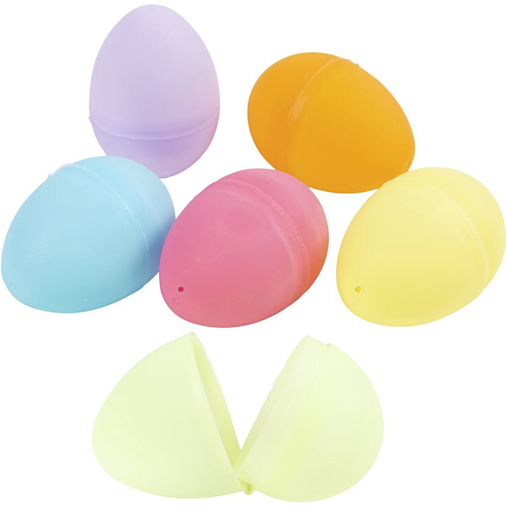 Plast Påskeæg Pastel 6 x Ø 4 cm - 12 stk (6 x Ø 4 cm) | Påske Påskepynt - Temashop