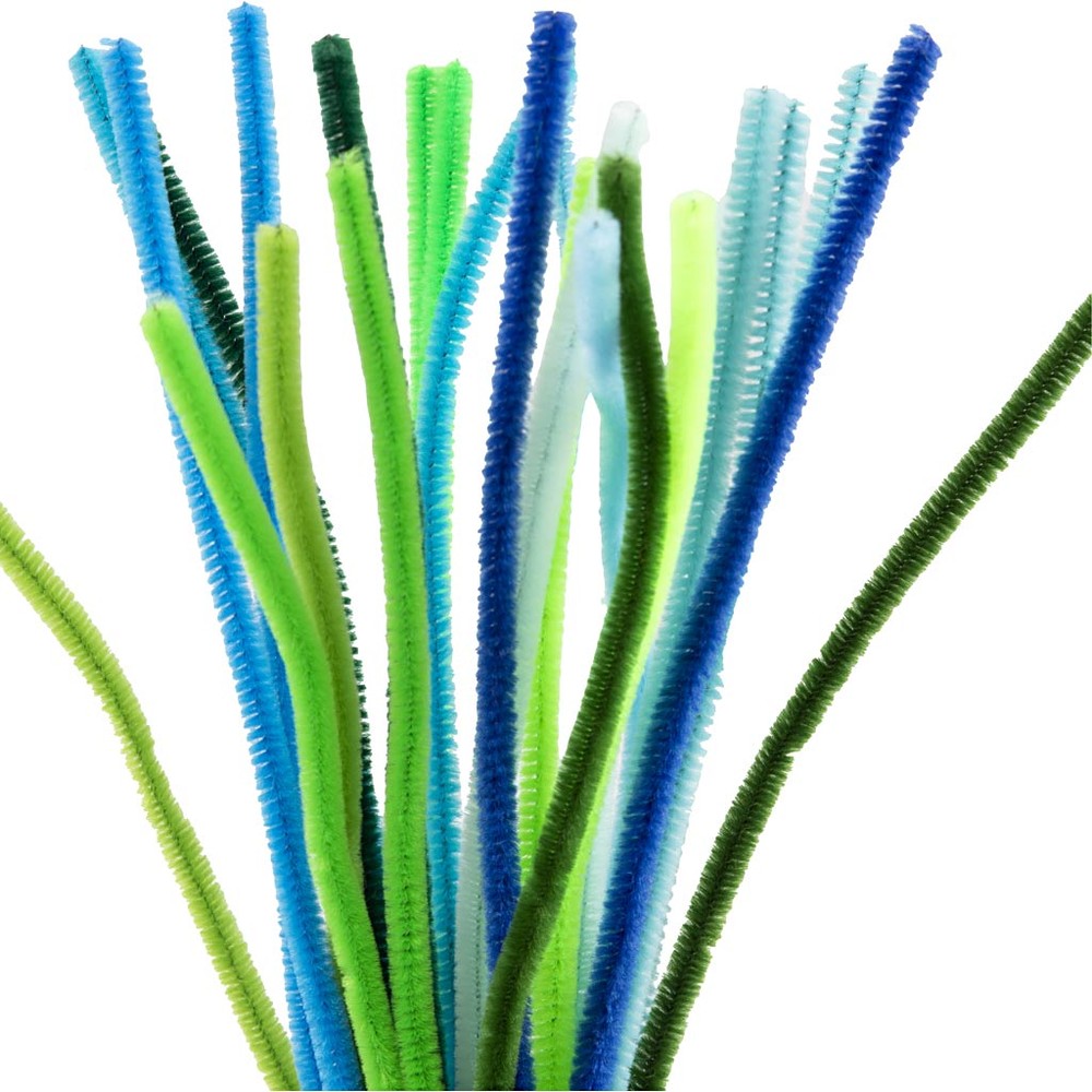 Chenille Piberensere Grøn/Turkis - 25 stk (30 cm x 6 mm) | Turkis Tema DIY tilbehør - Temashop