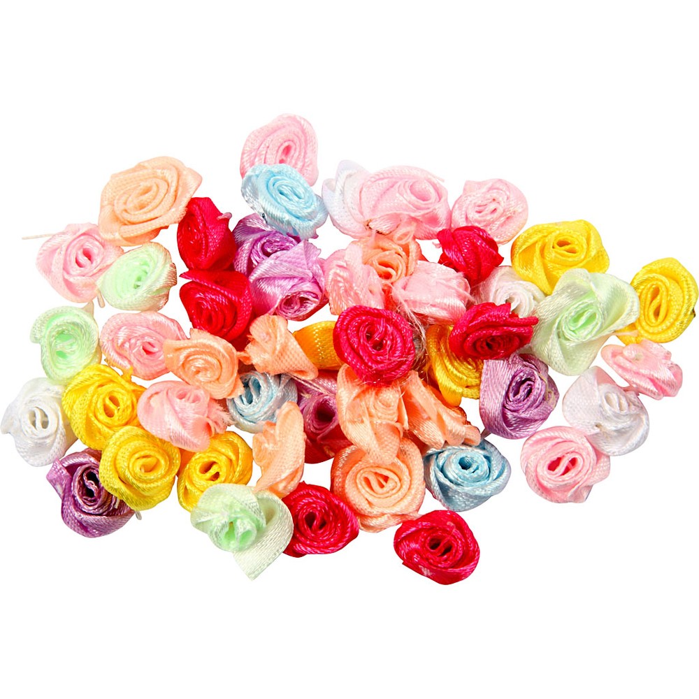 Satin Rosenknopper Mix - 50 stk (Ø 14-18 mm) | Blomst Kunstige blomster - Temashop