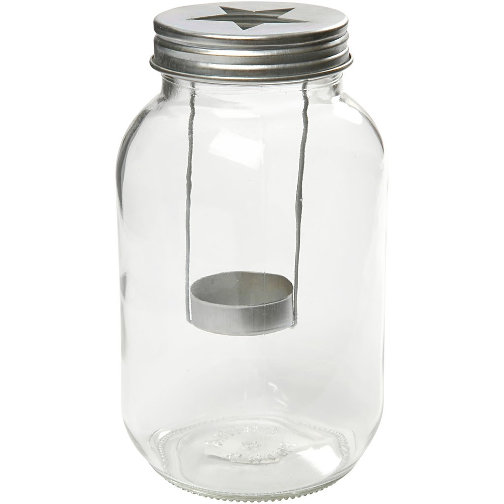 Stjerne Glaslanterne Transparent - 1 stk (18 x Ø 10 cm) | Star Lanterner - Temashop
