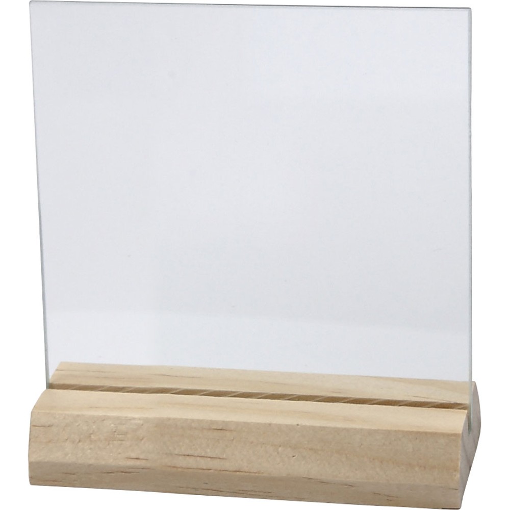 Glasplade med træfod Transparent - 10 stk (7,5 x 7,5 cm) - Temashop