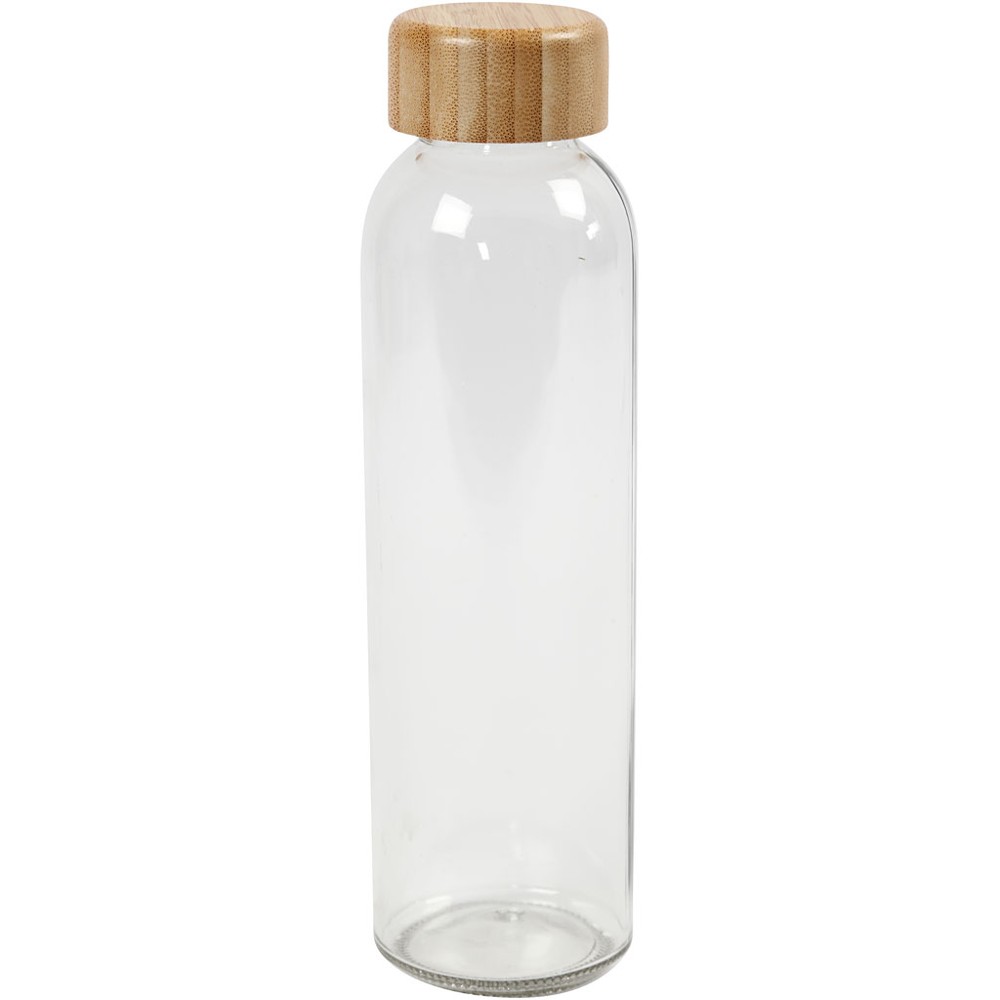 Vandflaske I Glas Med Bambuslåg - 1 sæt (22 x Ø 6,7 cm) - Temashop