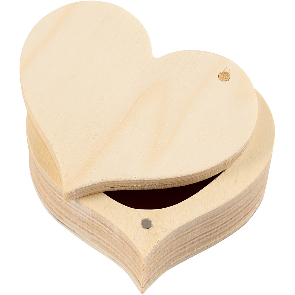 Hjerteformet Trææske - 1 stk (9 x 4 cm) | Kærlighed Æsker - Temashop