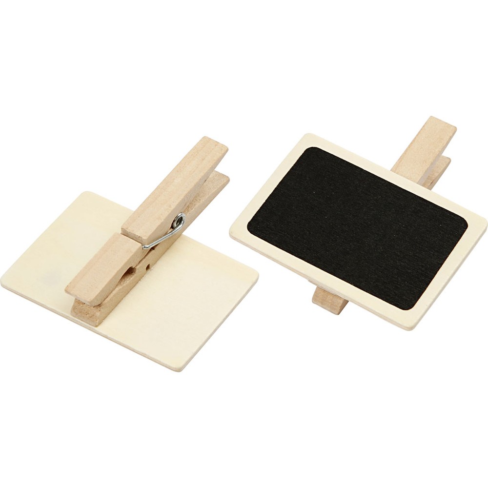 Mini Tavle Med Klemme Sort - 6 stk (6,8 x 4,7 cm) - Temashop