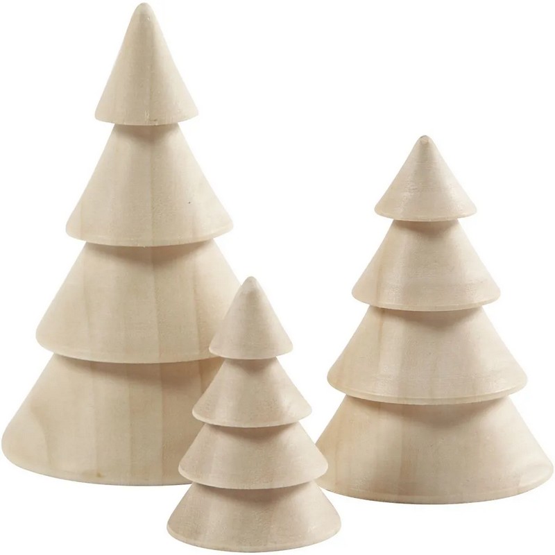 Juletræer Massivt Træ - 3 stk (5-10 cm) | Juletræ Julepynt - Temashop