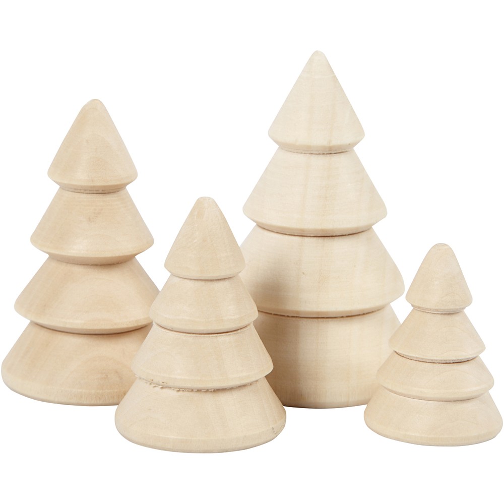 Juletræer Massivt Træ - 4 stk (3,3-6,3 x Ø 2,3-4 cm) | Juletræ Julepynt - Temashop