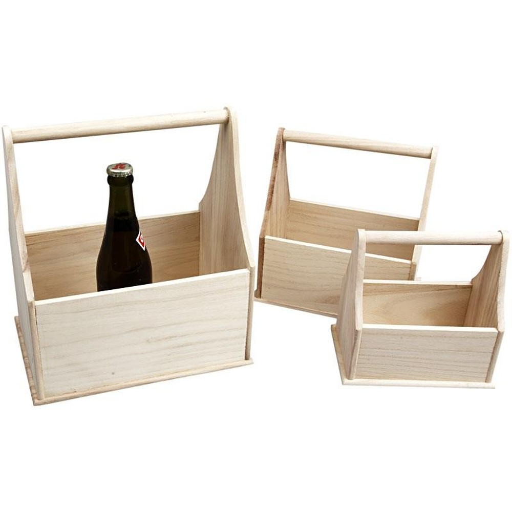 Flaskekasser Beige (16 x 10 x 16 cm & 19,5 x 14 x 22 cm & 24 x 17,5 x 28 cm) - Temashop