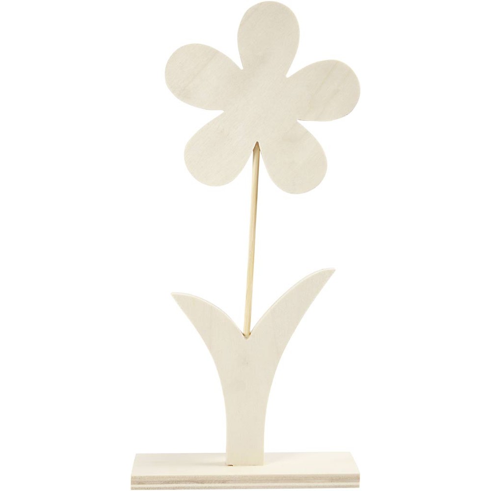 Blomst Dekoration Træ Beige - 1 stk (26 x 13 x 1 cm) | Blomst Dekorationsfigurer - Temashop