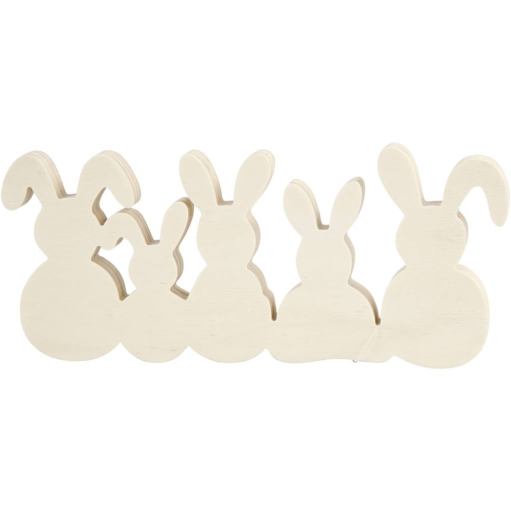 Stående Kaniner Naturtræ - 1 stk (11 x 30 x 2 cm) | Kanin Påskepynt - Temashop