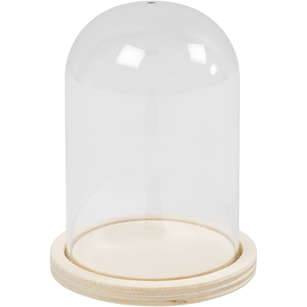 Glasklokke På Træfod 9,5 x Ø 6 cm - 1 sæt (9,5 x Ø 6 cm) - Temashop