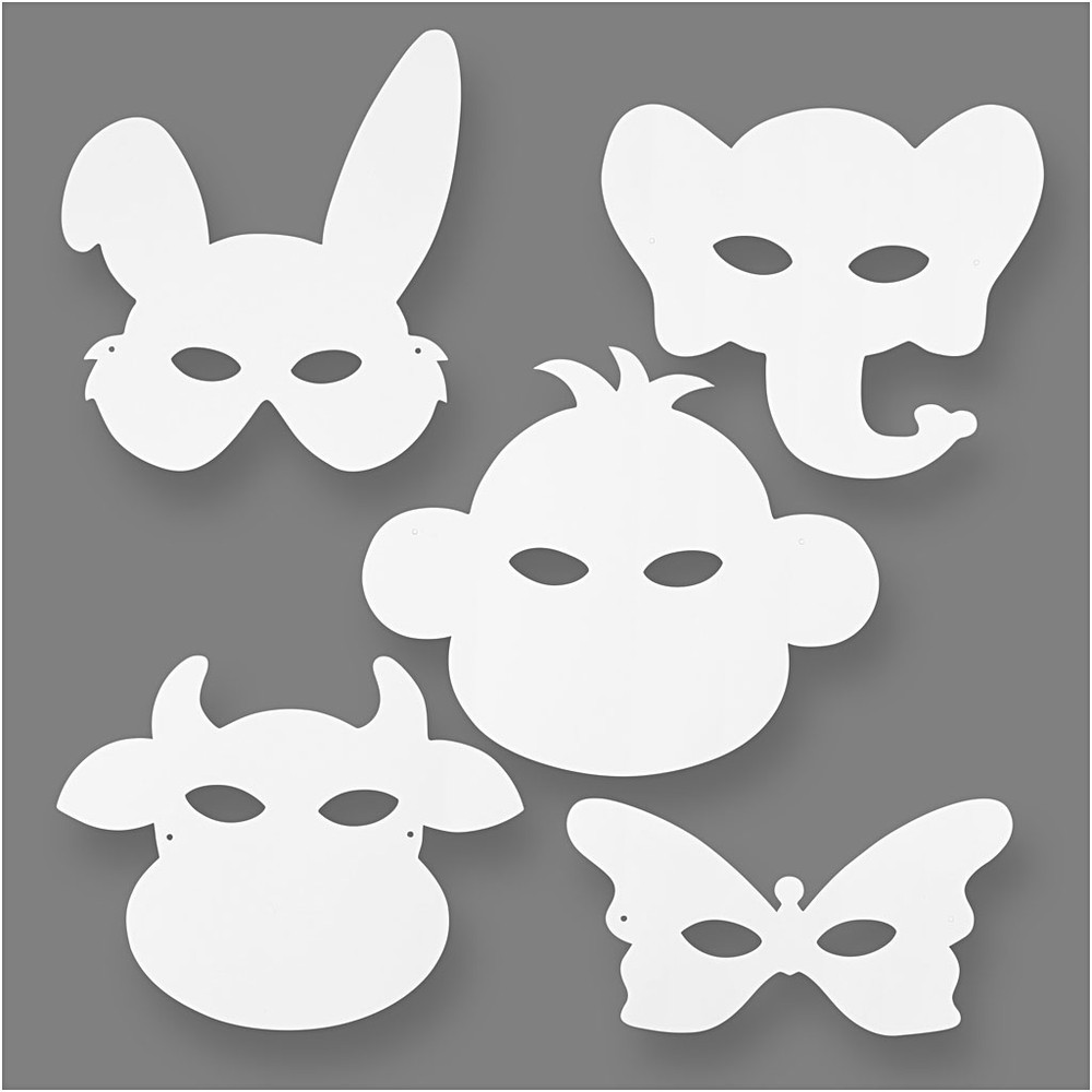 Dyre Mal-Selv Masker (13-24 x 20-28 cm) | Zoo dyr Maske - Hovedtilbehør - Temashop