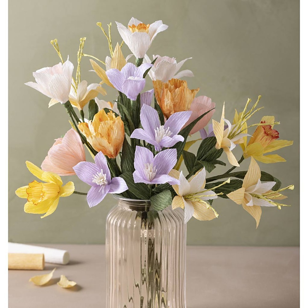 Crepepapir Blomster, DIY - 1 sæt | Blomst DIY pakke - Temashop