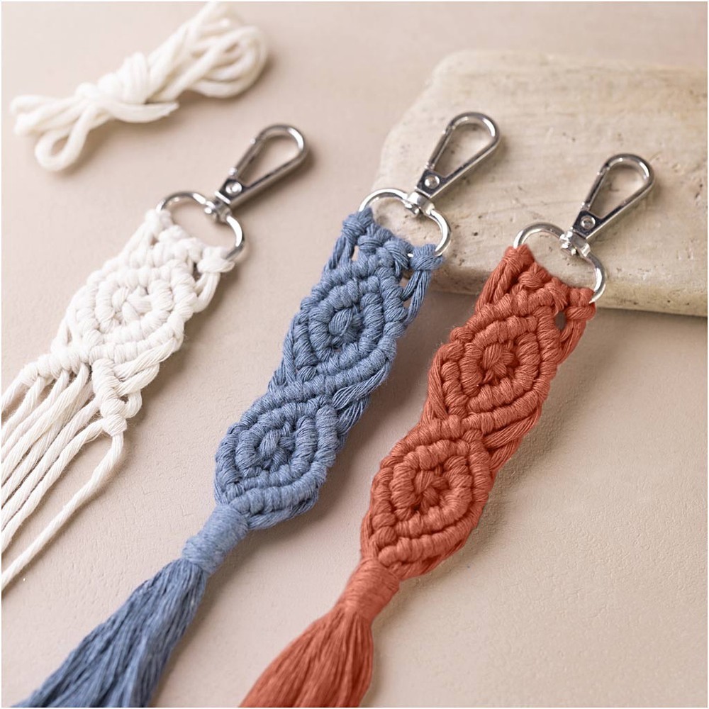 Macramé Nøglering DIY - 1 sæt (4 x 90 cm & 30 cm) - Temashop
