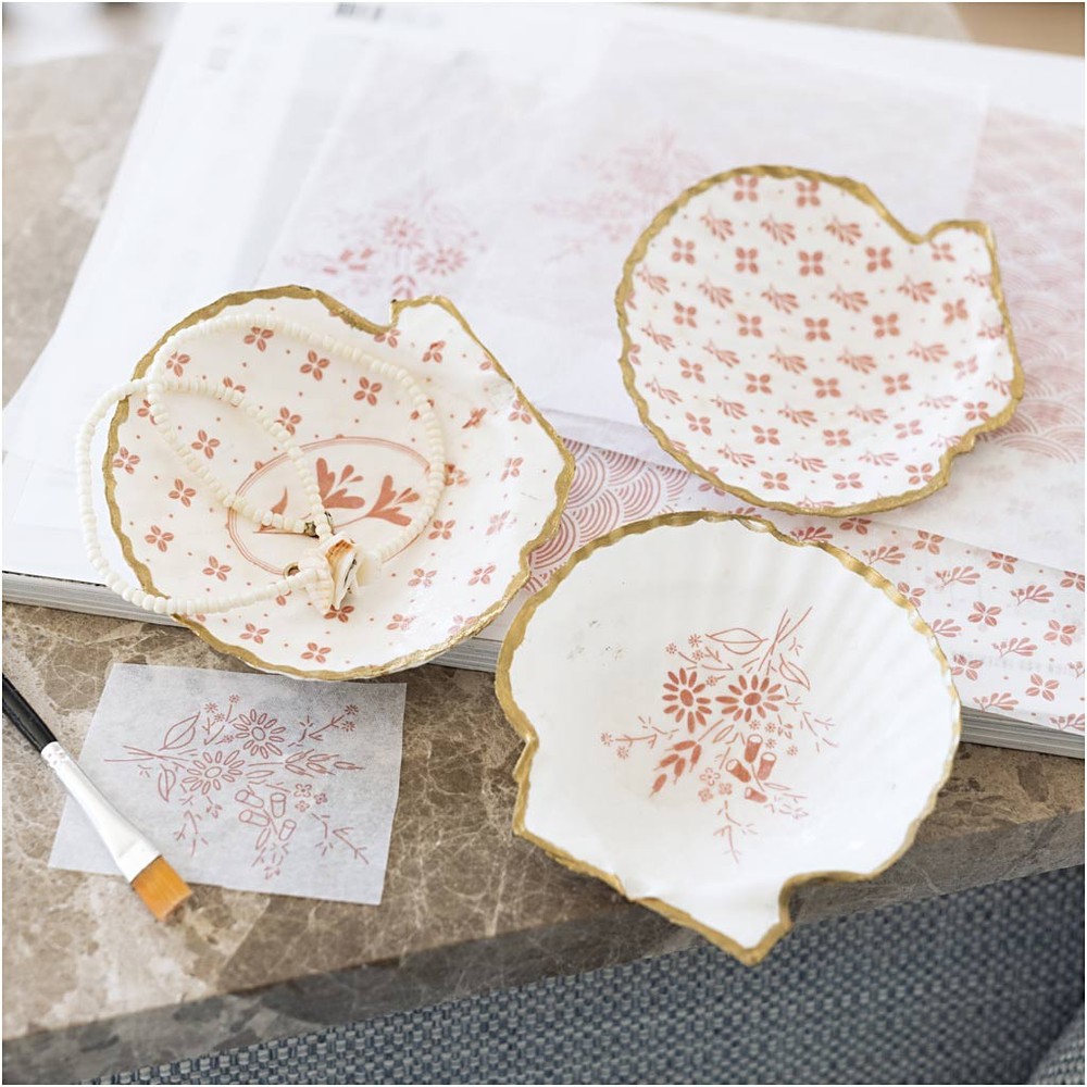 DIY Decoupage Muslingeskåle Lyserød - 1 sæt | Lyserødt Tema DIY pakke - Temashop