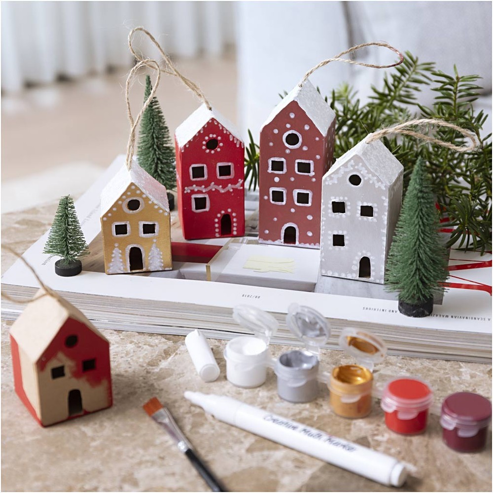 Julehuse DIY Pakke - 5 stk | Julescene DIY pakke - Temashop