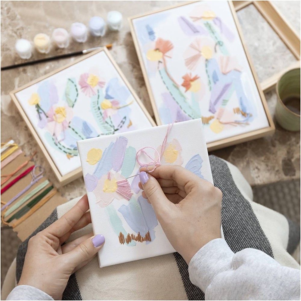Pastel Broderi Billeder DIY - 1 sæt | Pastel DIY pakke - Temashop