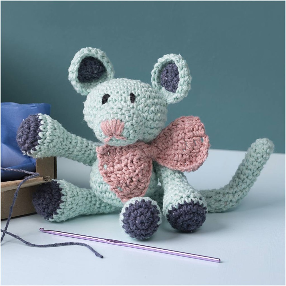 DIY Mus Amigurumi - 1 sæt | Mus DIY pakke - Temashop
